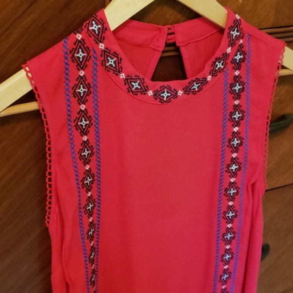 Boho Embroidered Red Dress - Picture 3 of 8
